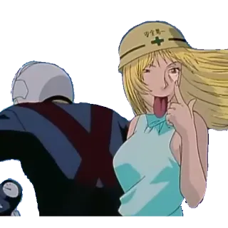 😜 安全第一 anime, helmet, girl, tongue, safety telegram sticker