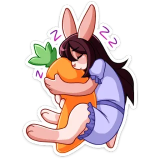 😴 lapin, carotte, sommeil, animé, kawaii, mignon, illustration telegram sticker