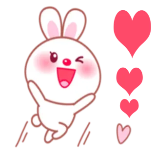 ❤ 哇 bunny, cute, sticker, animated, celebration whatsapp sticker
