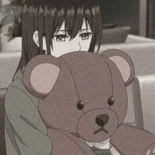 🥯 Dziewczyna anime, Pluszowy miś, Słodkie, Smutny, Manga telegram sticker