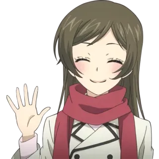 ✋ Nanami Momozono Kamisama Kiss Anime, Ragazza, Felice, Salutare, Sciarpa telegram sticker