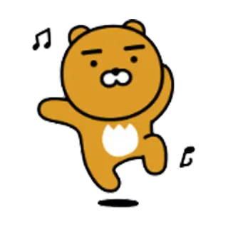 🎵 Ryan Мультфильм, Персонаж, Милый, Кавай, Животное, Медведь, Музыка whatsapp sticker