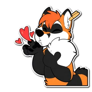 ❤ volpe, cartone animato, animale, cuore, amore, carino, peloso, kawaii telegram sticker
