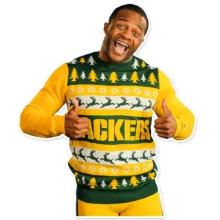 🎉 PACKERS sepak bola, Packers, natal, sweater, jempol ke atas, Green Bay Packers, NFL whatsapp sticker