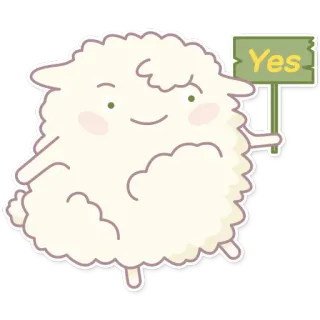 😀 Yes pecora, sì, carino, positivo, cartone animato telegram sticker