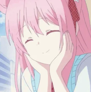 🍭 アニメ, 女の子, ピンク髪, 可愛い, 笑顔, マンガ, 漫画 telegram sticker