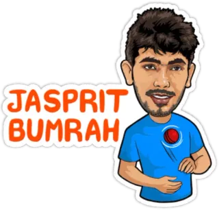 🏏 Jasprit Bumrah JASPRIT BUMRAH Cricket, Sport, Athlet, Indischer Cricket, Bumrah, Cartoon, Porträt telegram sticker