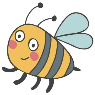 🐝 벌, 만화, 곤충, 동물, 귀여운, 노란색, 나는, 줄무늬 telegram sticker