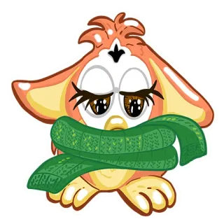 🥶 cartoon, animal, cute, sad, scarf, winter telegram sticker