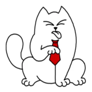😝 gato, gravata, desenho animado, animal, branco, vermelho whatsapp sticker