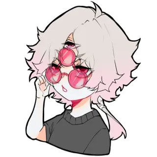 🤔 Anime, Desenho animado, Personagem, Rosa, Óculos, Três olhos, Fofo telegram sticker