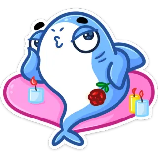 😏 tubarão, desenho animado, amor, romance, animal, peixe, velas telegram sticker