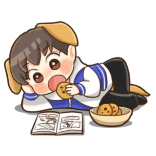 🍪 Desenho animado, Biscoito, Lendo, Fofo, Adorável telegram sticker