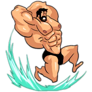 😠 umięśniony mężczyzna, bieganie, silny, kreskówka, sportowiec, mięsień telegram sticker