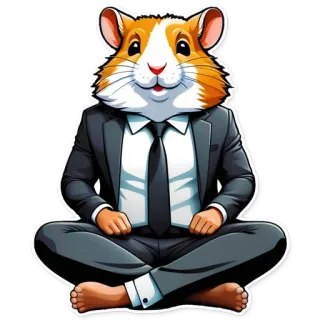 🧘‍♂️ criceto, affari, completo, animale, cartone animato, uomo d'affari, roditore telegram sticker