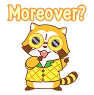 🍍 Moreover? Cartone animato, Animale, Procione, Ananas, Occhiali, Carino, Domanda, Inoltre telegram sticker