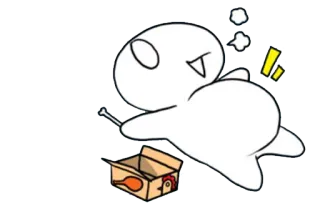 🍴 Dessin animé, Personnage blanc, Course, Poulet, Boîte, Épuisé whatsapp sticker