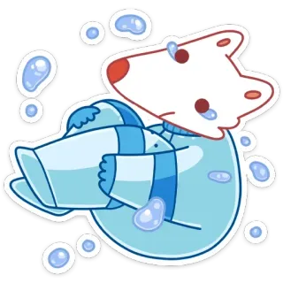 😭 Tier, Cartoon, Sticker, süß, Wasser, Blasen telegram sticker