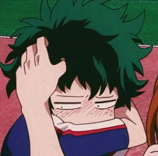 ☺ Izuku Midoriya My Hero Academia anime, My Hero Academia, Izuku Midoriya, DeKu, cartoon, embarrassed, funny telegram sticker