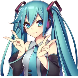✌ Hatsune Miku Anime, Manga, Hatsune Miku, Vocaloid, Charakter telegram sticker