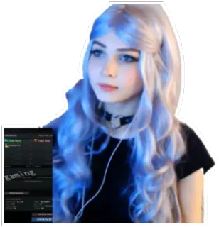 😇 gaming 여성, 게이밍, 파란 머리, 소녀, 여자, 게이머 whatsapp sticker