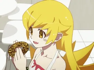 😋 Shinobu Oshino Monogatari Anime, Personaje, Dona, Comida, Dibujos animados whatsapp sticker