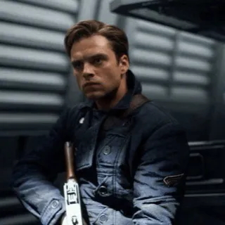 ◾️ Winter Soldier Marvel, siêu anh hùng, truyện tranh, Bucky Barnes, binh lính, súng, hành động whatsapp sticker