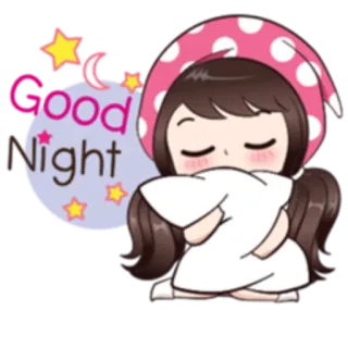 🌚 Good Night 잘자요, 잠, 귀여운, 달, 별, 베개 whatsapp sticker