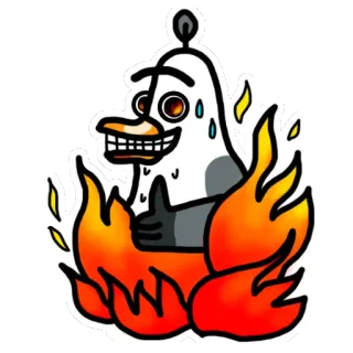 😬 เป็ด, ไฟ, ยกนิ้วโป้ง, การ์ตูน telegram sticker