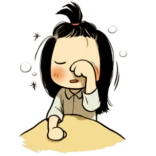 😤 schläfrig, müde, Morgen, süß, Mädchen, Cartoon telegram sticker