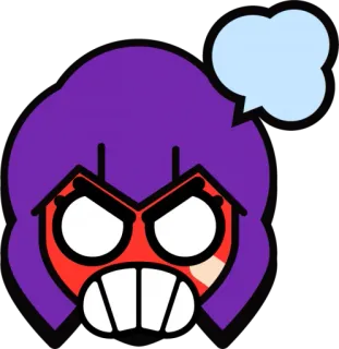 😡 bravo, rosto, personagem, desenho animado, cabelo roxo, expressão, emoji telegram sticker