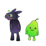 💚 Toothless How to Train Your Dragon drago, cartone animato, carino, animato, pera, frutta telegram sticker