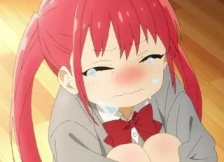 ☹️ animé, pleurer, triste, fille, larmes, cheveux roux whatsapp sticker