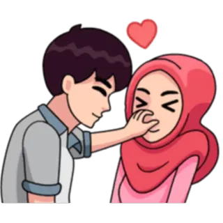 🤪 love, muslim, couple, romance, heart, cartoon telegram sticker