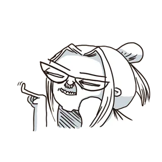 👈 การ์ตูน, ตัวละคร, สูบบุหรี่, แว่นตา, ภาพประกอบ, ผู้หญิง telegram sticker