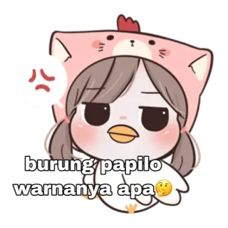 😁 burung papilo warnanya apa 🤔 การ์ตูน, คำถาม, นก, น่ารัก, สัตว์ telegram sticker