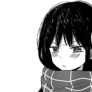 😕 manga, anime, girl, scarf, character, portrait telegram sticker