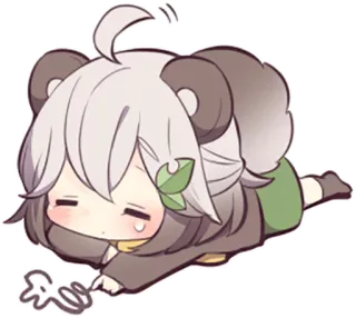 😞 chibi, cute, kawaii, character, cartoon, anime, lying down, sleepy telegram sticker