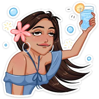 🍹 donna, bevanda, fiore, estate, cocktail, ragazza, festa telegram sticker
