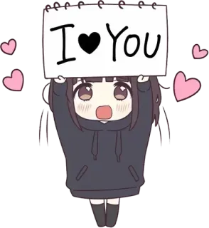 💗 I ♥ You love, heart, cute, anime, girl, affection, I love you telegram sticker