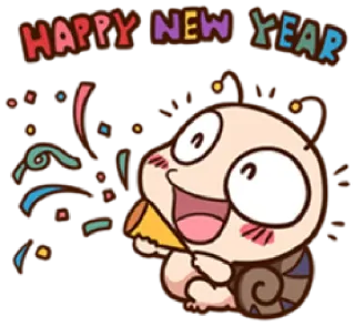 🎉 HAPPY NEW YEAR Neujahr, Feier, Cartoon, Konfetti, Festlich, Gruß telegram sticker