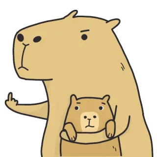 🖕 capivara, animal, desenho animado, dedo do meio, rude telegram sticker