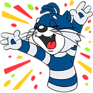 😂 Cartoon, Katze, Tier, Fröhlich, Blau, Weiß telegram sticker