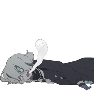 😵 призрак, школьная форма, лежащий, аниме, мультфильм, персонаж telegram sticker