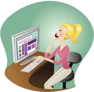 👩‍💻 femme, ordinateur, bureau, dessin animé, travail, bureau, blonde telegram sticker