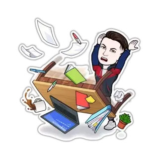 😤 stress, ufficio, lavoro, frustrazione, sopraffatto, disastro telegram sticker