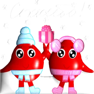 🥰 Happy! dessin animé, rouge, hiver, cadeau telegram sticker