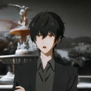 🕳 Anime, Masculino, Personaje, Pelo negro, Traje whatsapp sticker