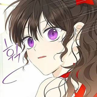 🥢 휙 Anime, Manga, Fille, Yeux violets, Dessin animé, Coréen telegram sticker