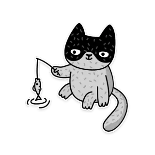 🎣 고양이, 물고기, 낚시, 동물, 스티커, 만화 telegram sticker